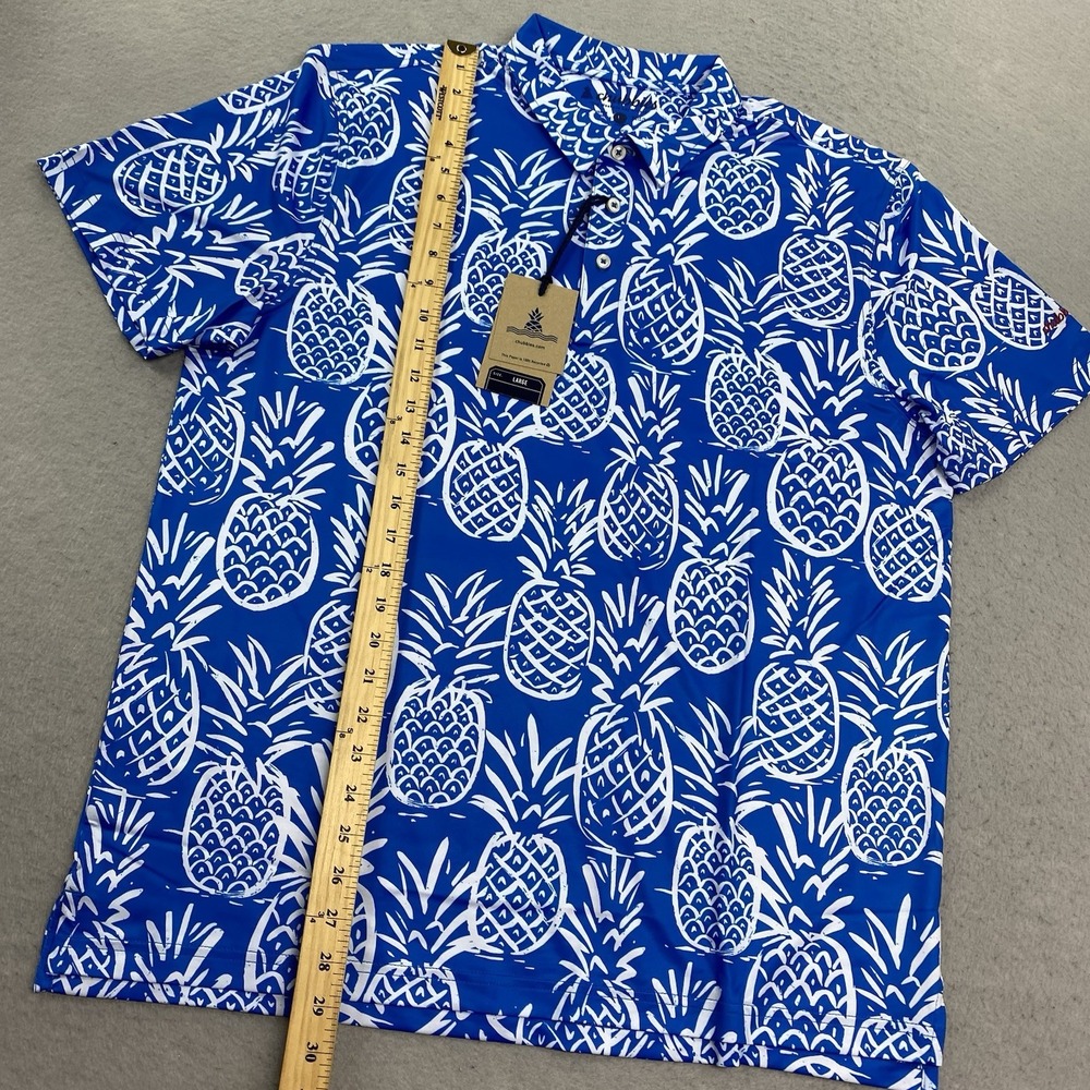 Chubbies Blue and White Pineapple Polo Shirt - Picture 9 of 11
